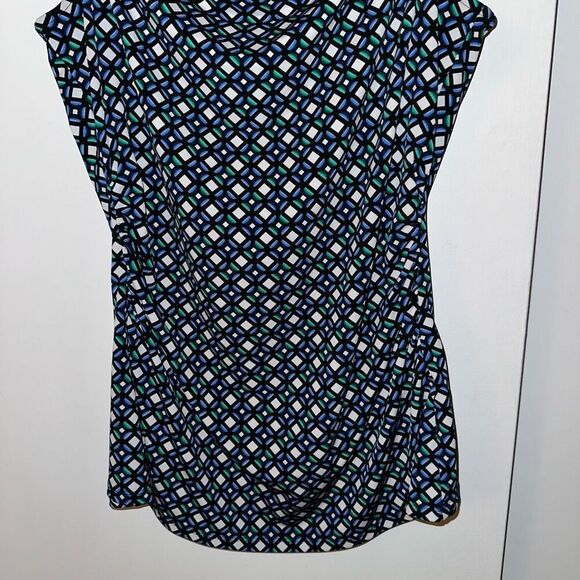 WHBM Women’s Tank Top Blouse Black Green Blue White Pattern Small EUC - Picture 2 of 9